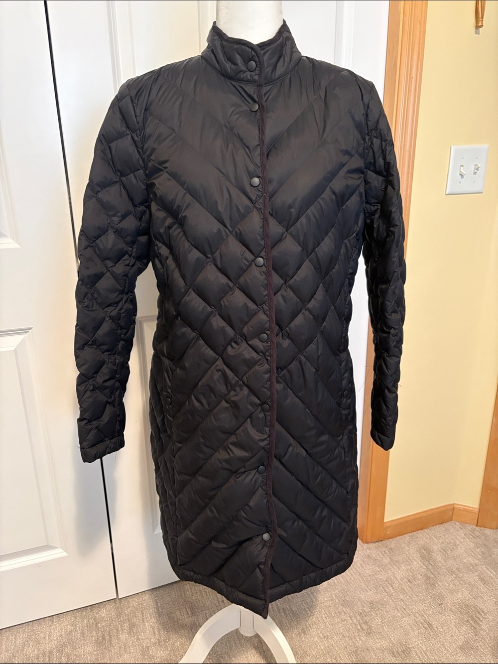 Women's Black Quilted Long Puffer Coat